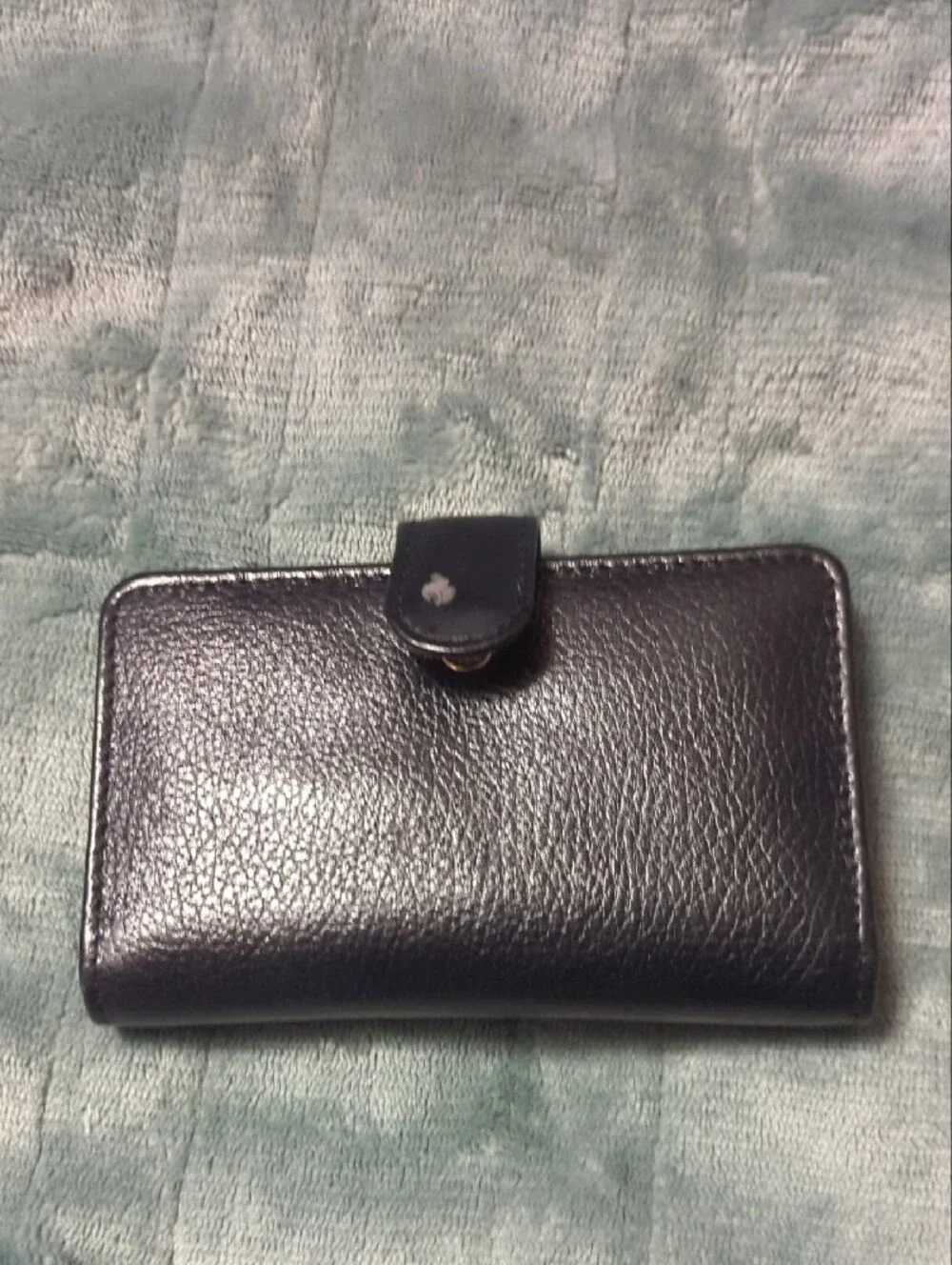 Classic Black Leather Women's Card Wallet with Snap Closure. Pre-loved.